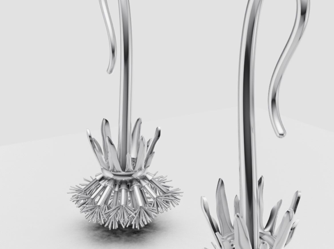 Earrings dandelion 3D print model_6