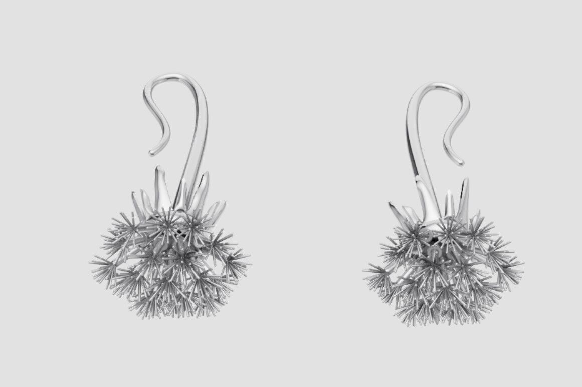 Earrings dandelion 3D print model_1