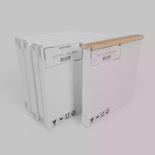 White Cardboard Box R-055 - Rigged and Customizable Low-poly 3D model