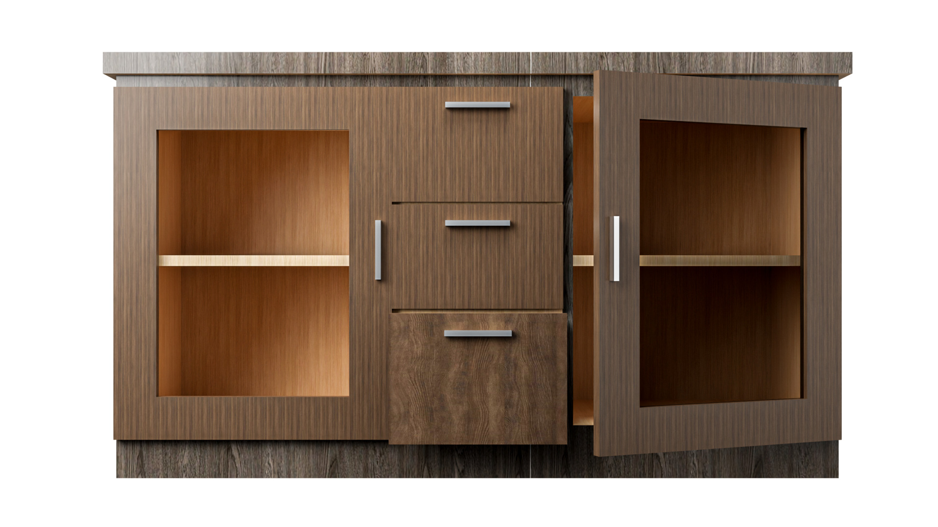 Modern Wooden Fabric Wardrobe 3D Model Low-poly 3D model_1