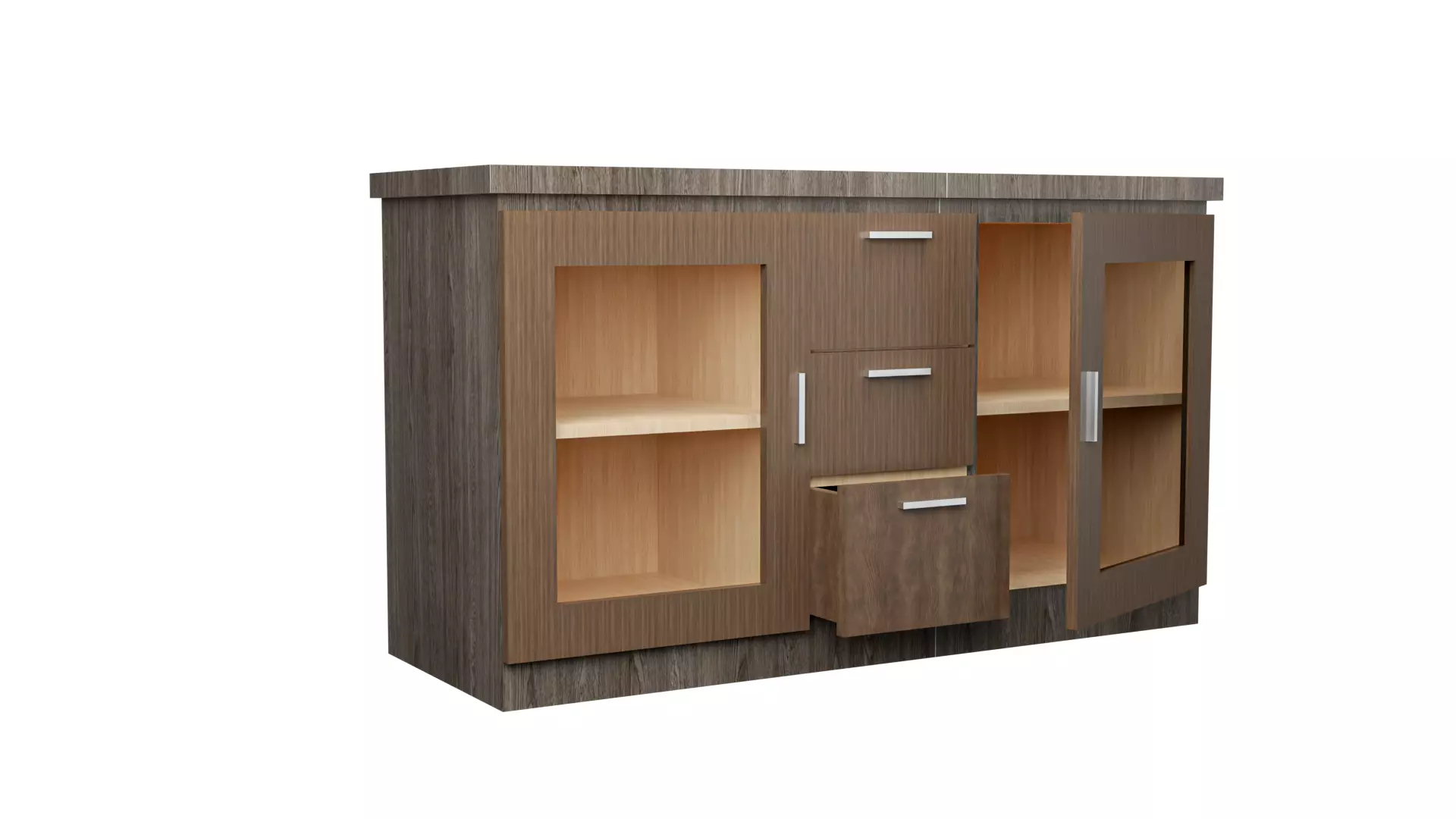 Modern Wooden Fabric Wardrobe 3D Model Low-poly 3D model_0