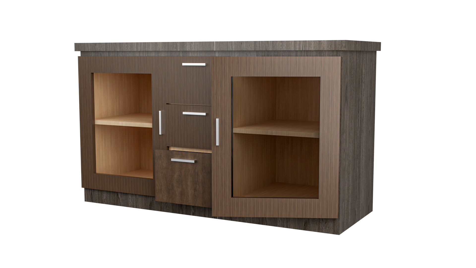 Modern Wooden Fabric Wardrobe 3D Model Low-poly 3D model_4