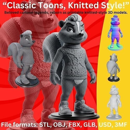 Stylized Skunk Cartoon Figure Pepe Inspired Collectible 3D print model