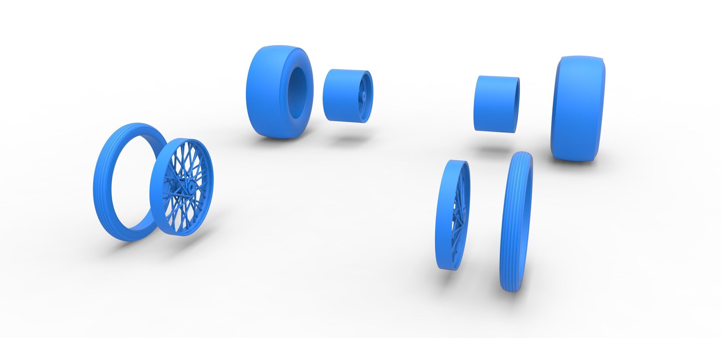 Wheel set of Vintage Front engine dragster V4 Scale 1 to 25 3D print model_8