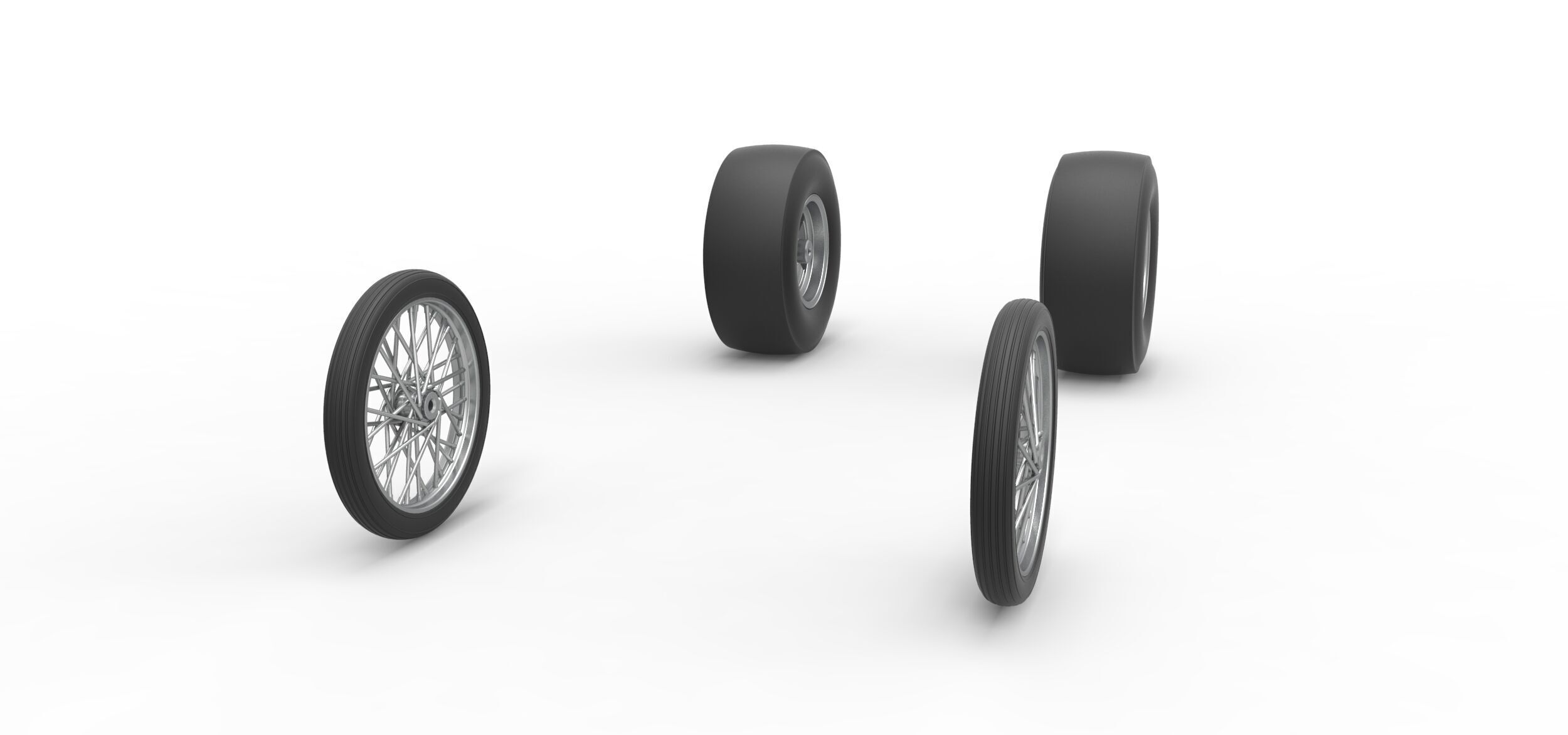 Wheel set of Vintage Front engine dragster V4 Scale 1 to 25 3D print model_2