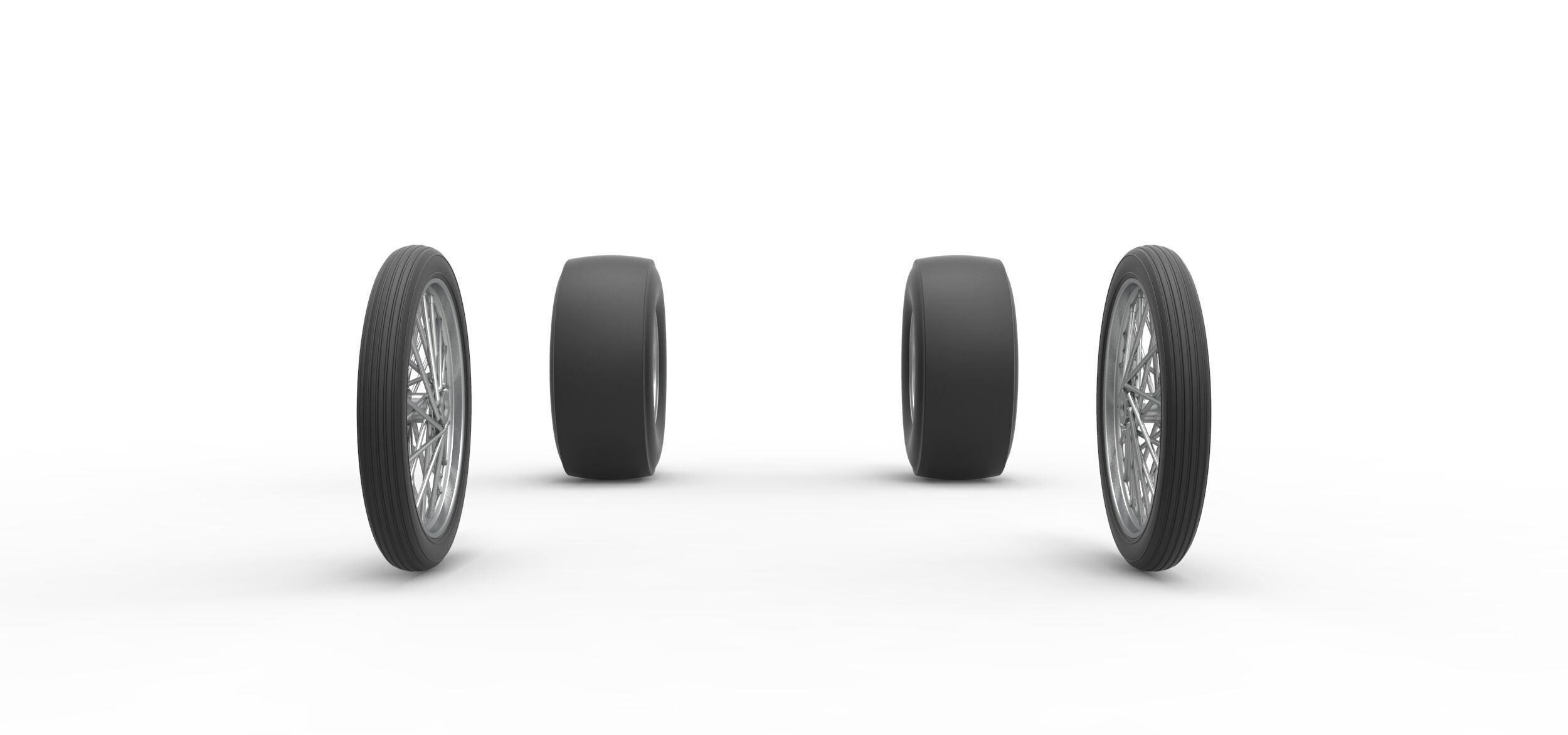 Wheel set of Vintage Front engine dragster V4 Scale 1 to 25 3D print model_3