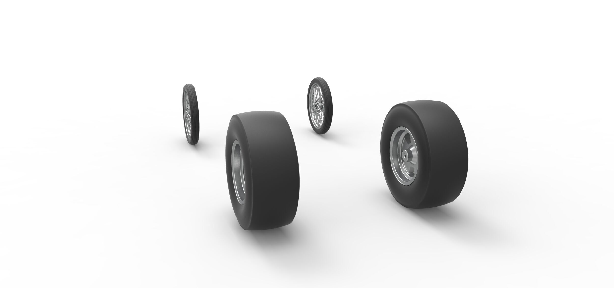 Wheel set of Vintage Front engine dragster V4 Scale 1 to 25 3D print model_7