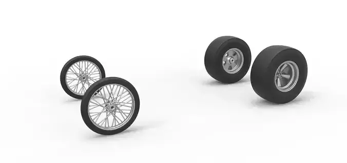 Wheel set of Vintage Front engine dragster V4 Scale 1 to 25