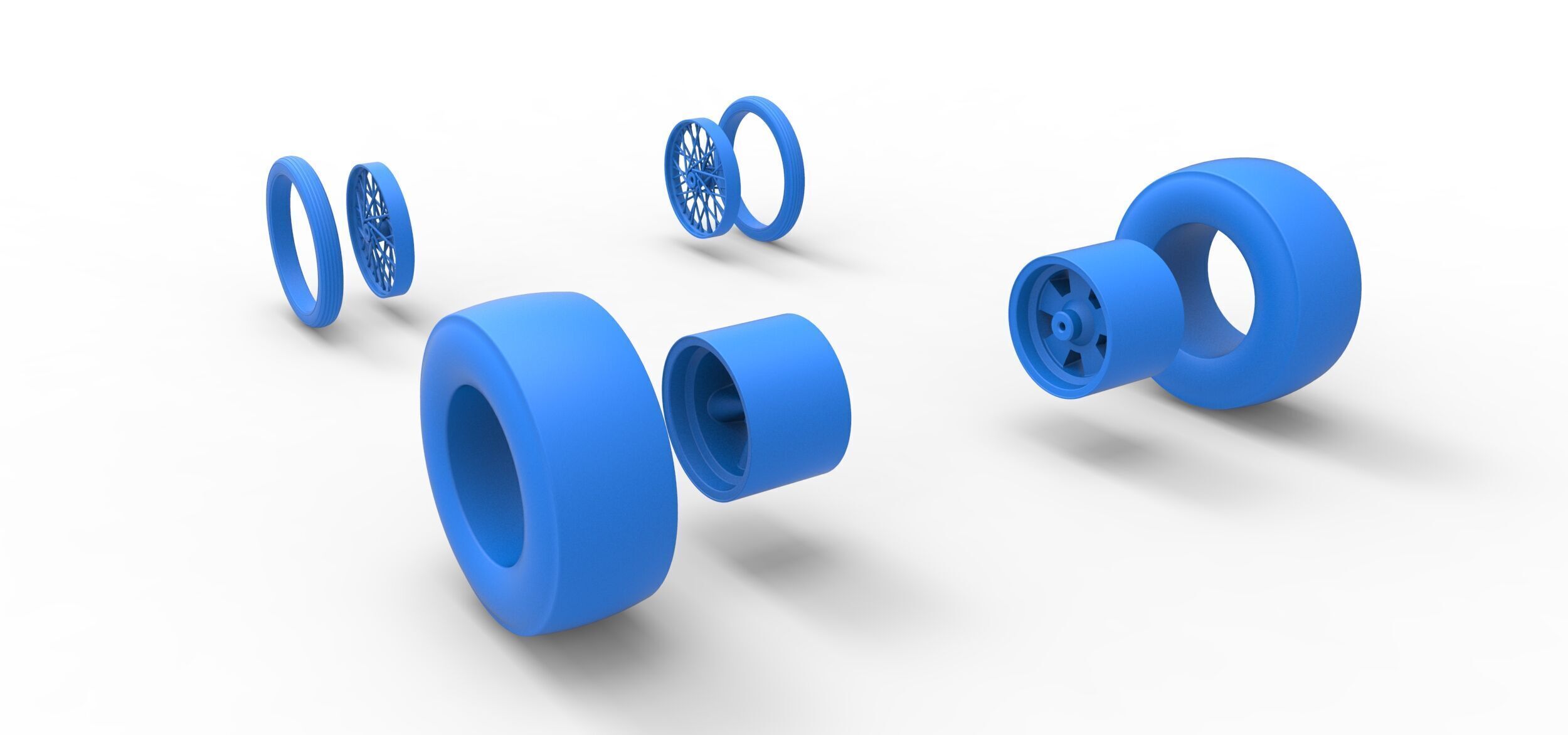 Wheel set of Vintage Front engine dragster V4 Scale 1 to 25 3D print model_10