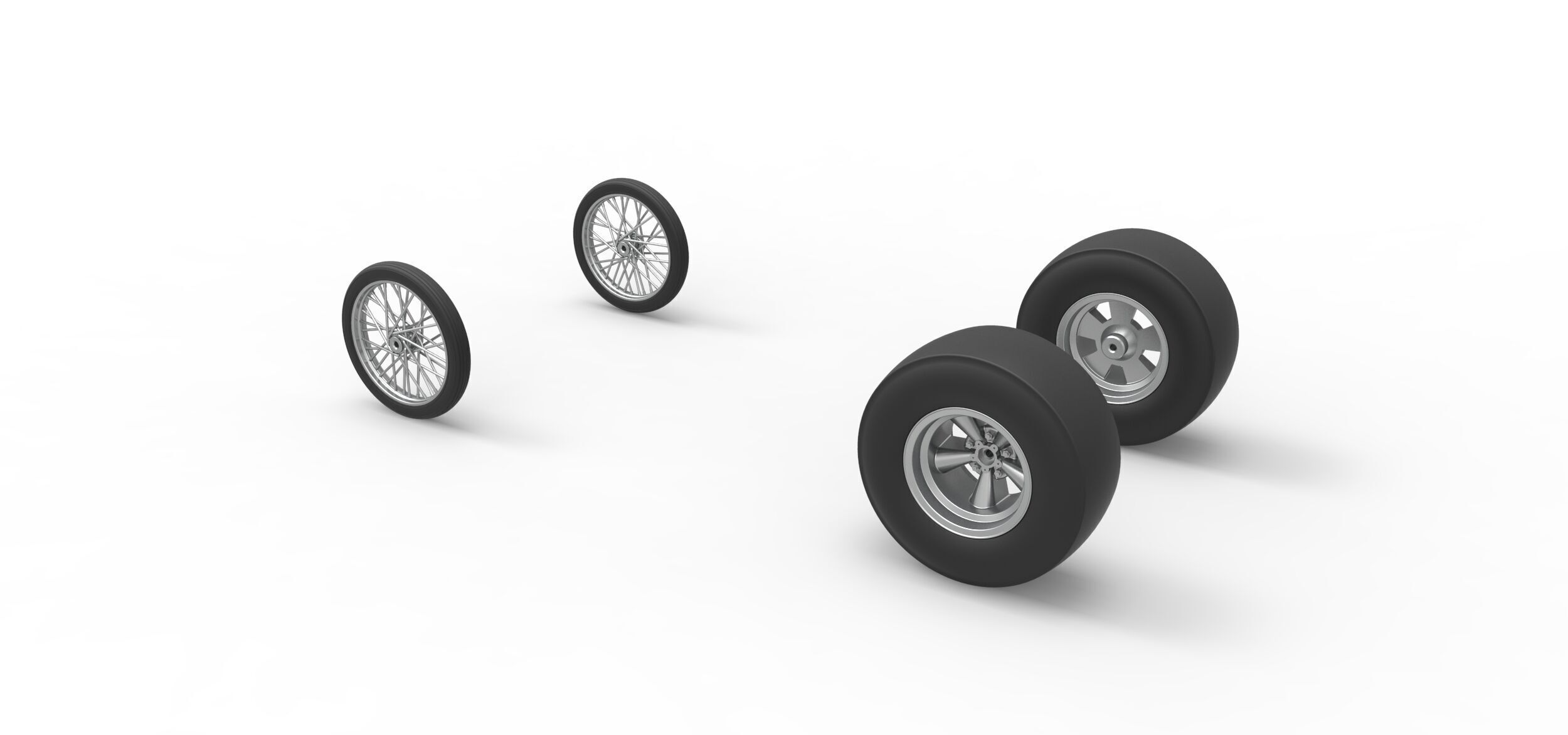 Wheel set of Vintage Front engine dragster V4 Scale 1 to 25 3D print model_6