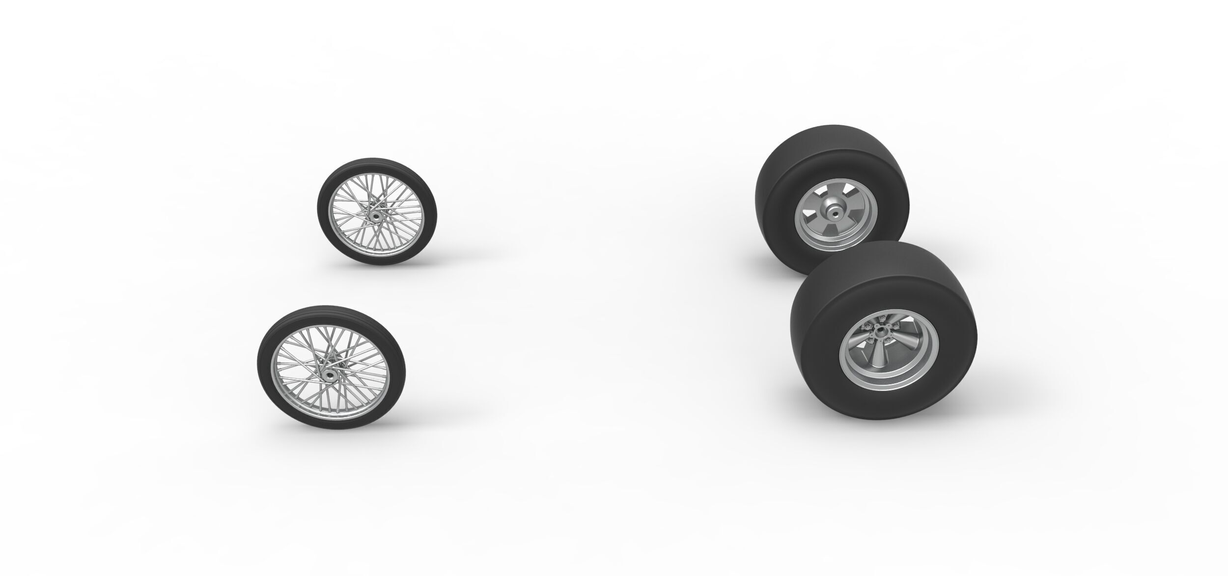 Wheel set of Vintage Front engine dragster V4 Scale 1 to 25 3D print model_5