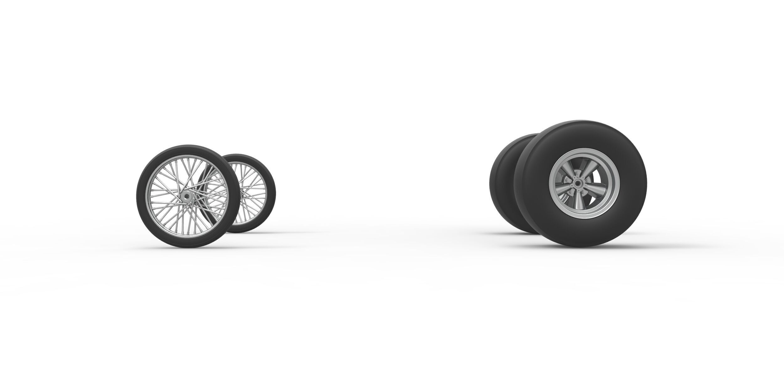 Wheel set of Vintage Front engine dragster V4 Scale 1 to 25 3D print model_4