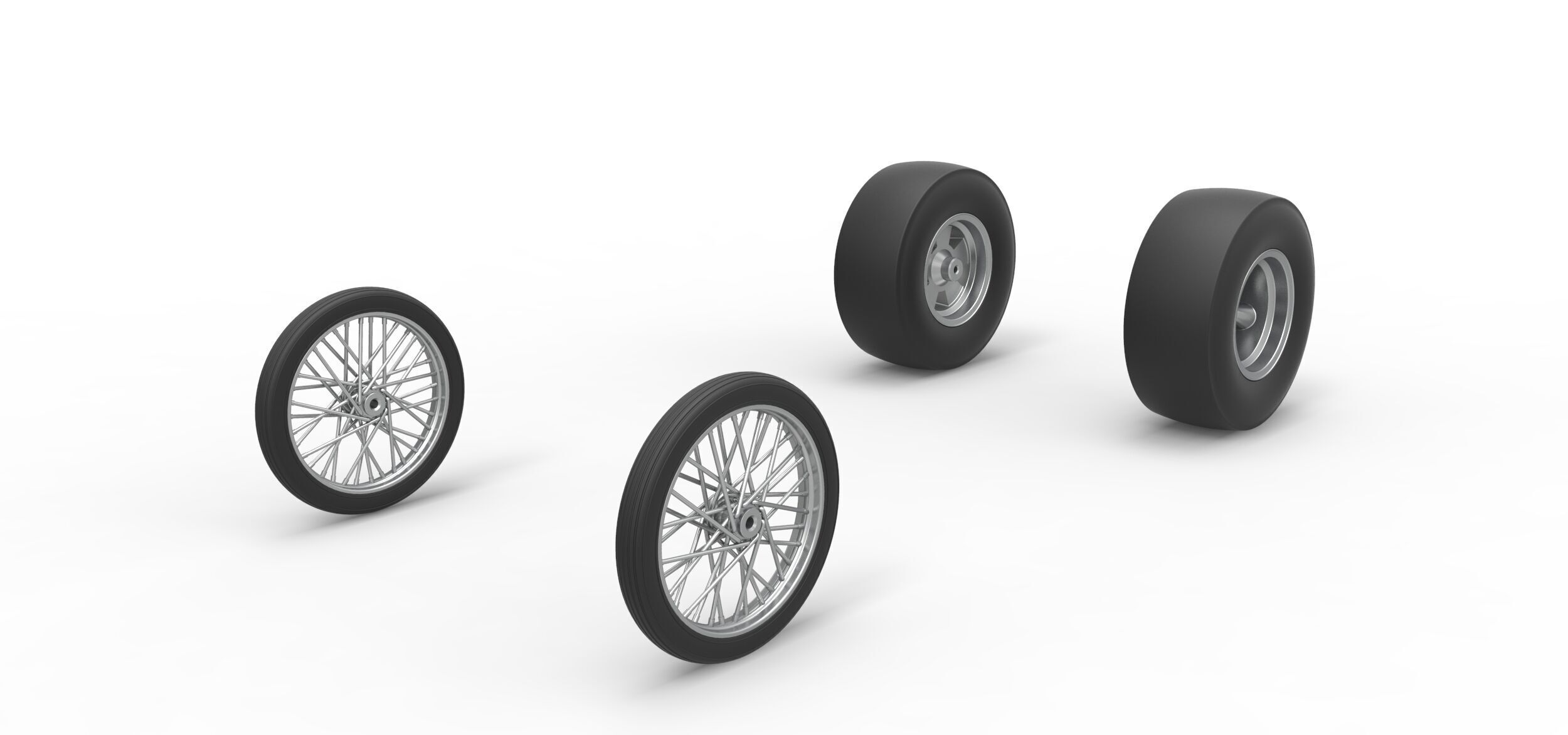 Wheel set of Vintage Front engine dragster V4 Scale 1 to 25 3D print model_1