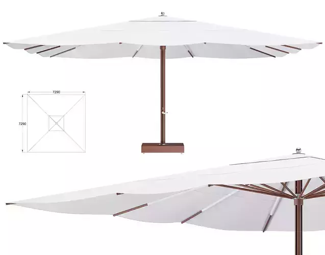 Ocean Master Classic Square Parasol 3D model