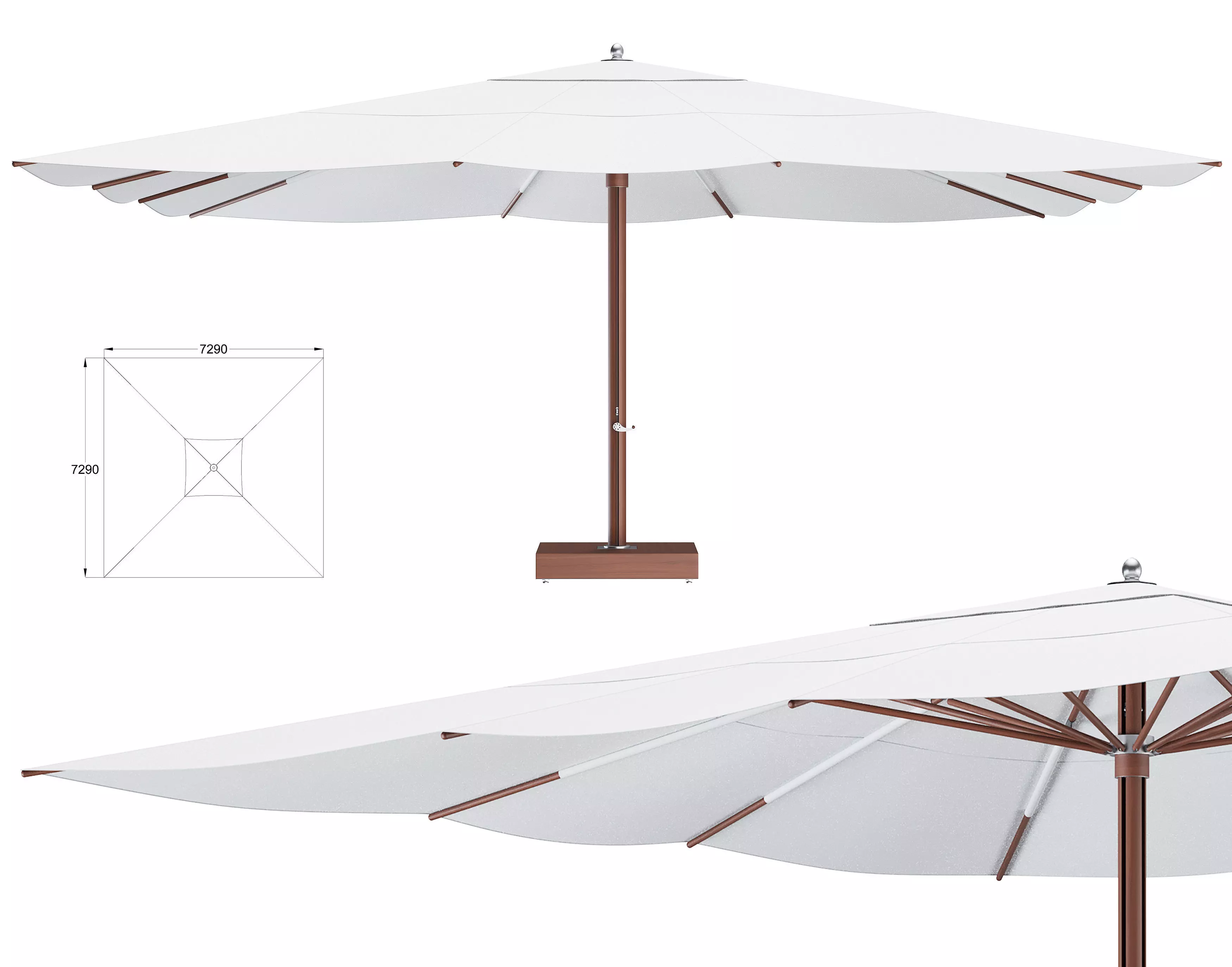 Ocean Master Classic Square Parasol 3D model_0