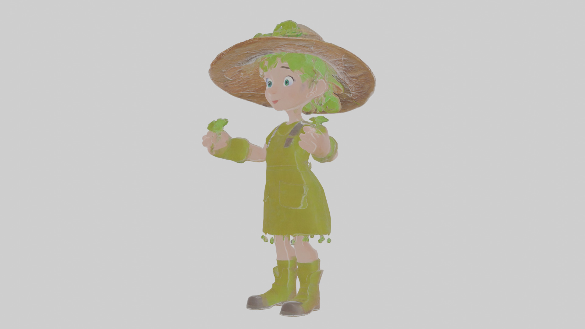 Cartoon Henrietta the Harvester of Hexing Herbs Model Low-poly 3D model_14