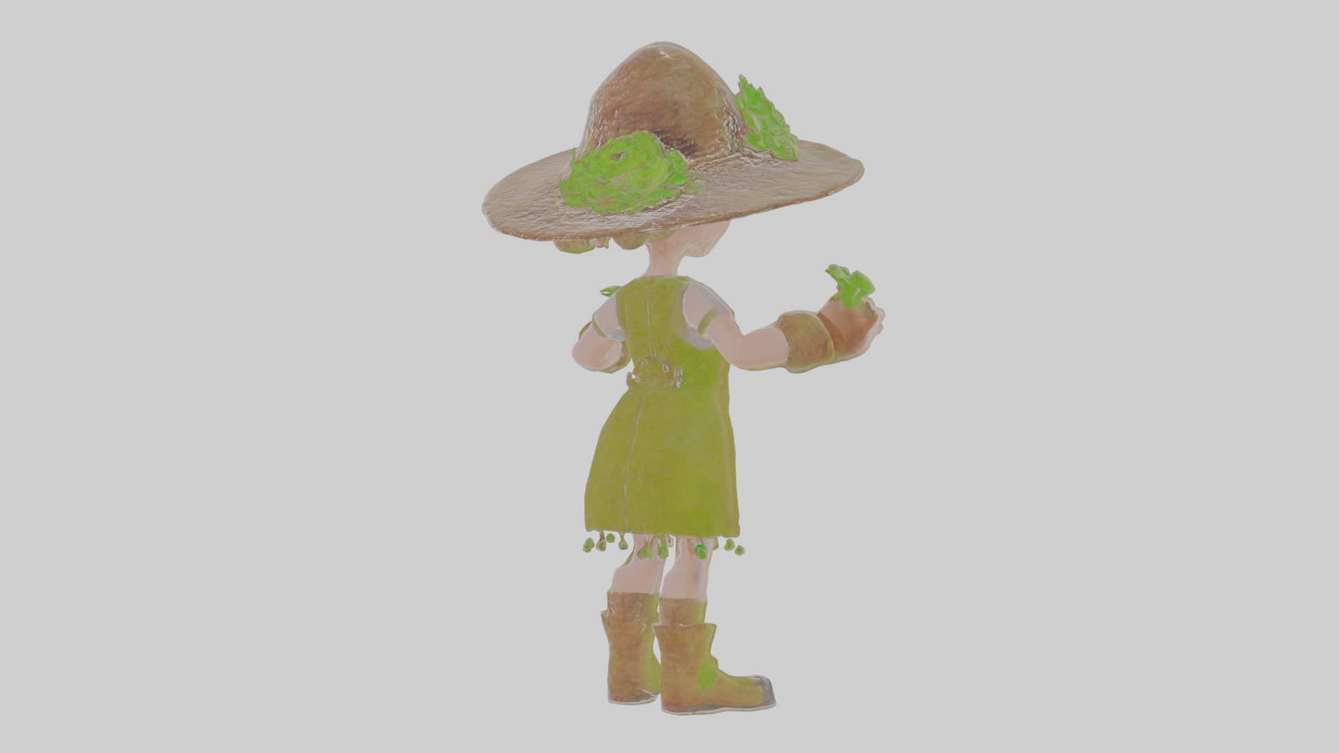 Cartoon Henrietta the Harvester of Hexing Herbs Model Low-poly 3D model_3