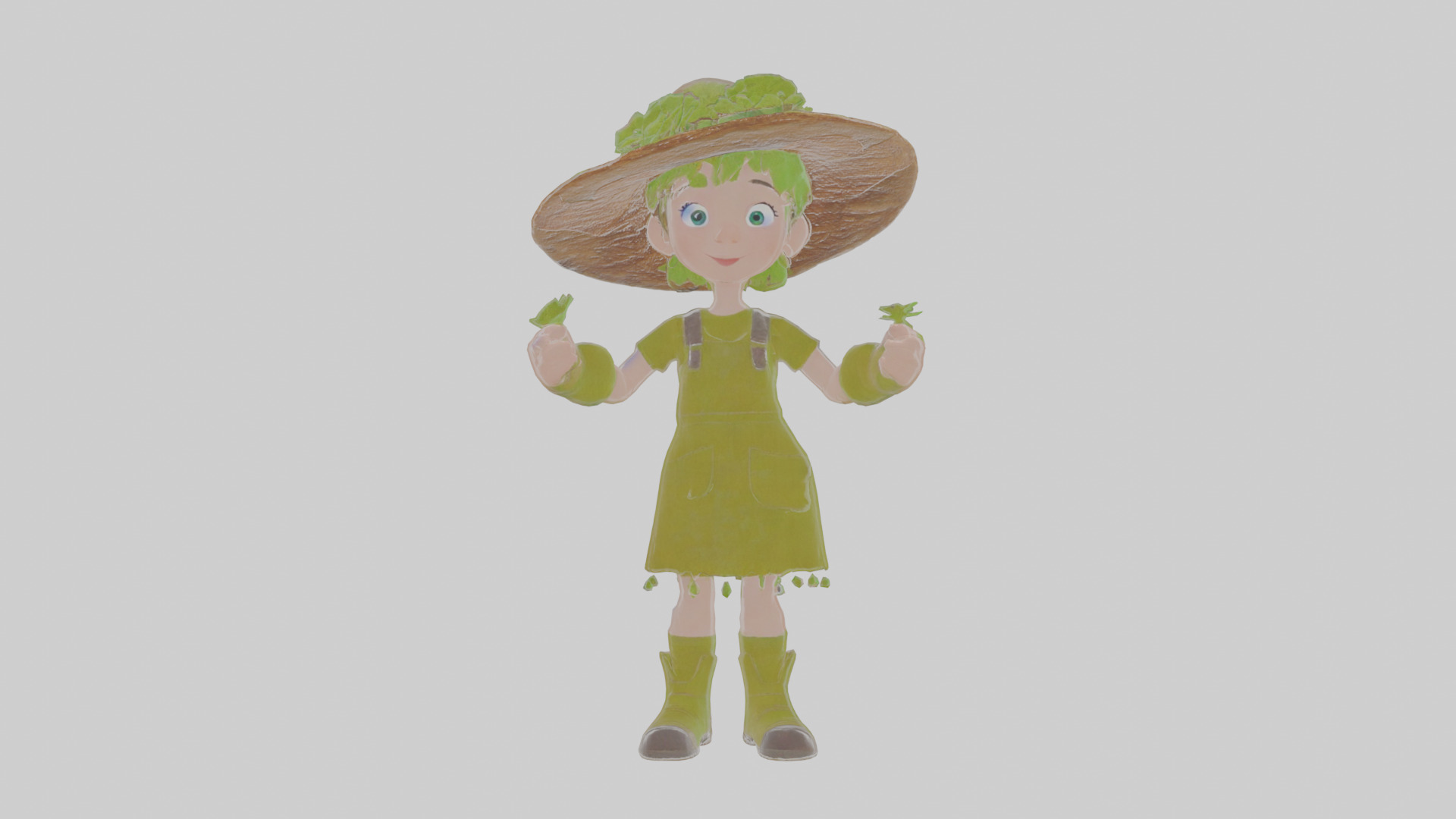 Cartoon Henrietta the Harvester of Hexing Herbs Model Low-poly 3D model_15