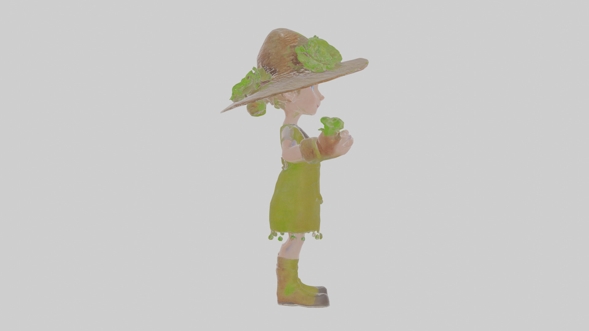 Cartoon Henrietta the Harvester of Hexing Herbs Model Low-poly 3D model_21
