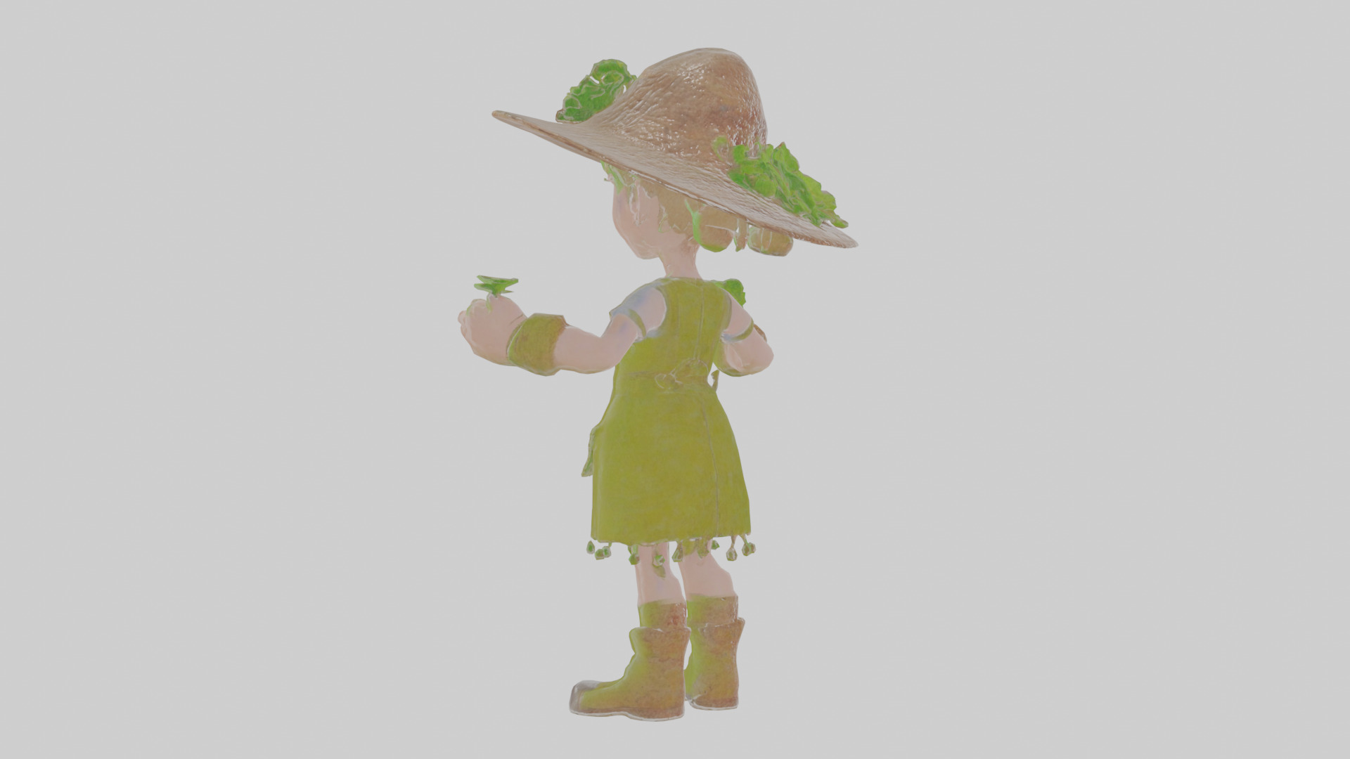 Cartoon Henrietta the Harvester of Hexing Herbs Model Low-poly 3D model_2