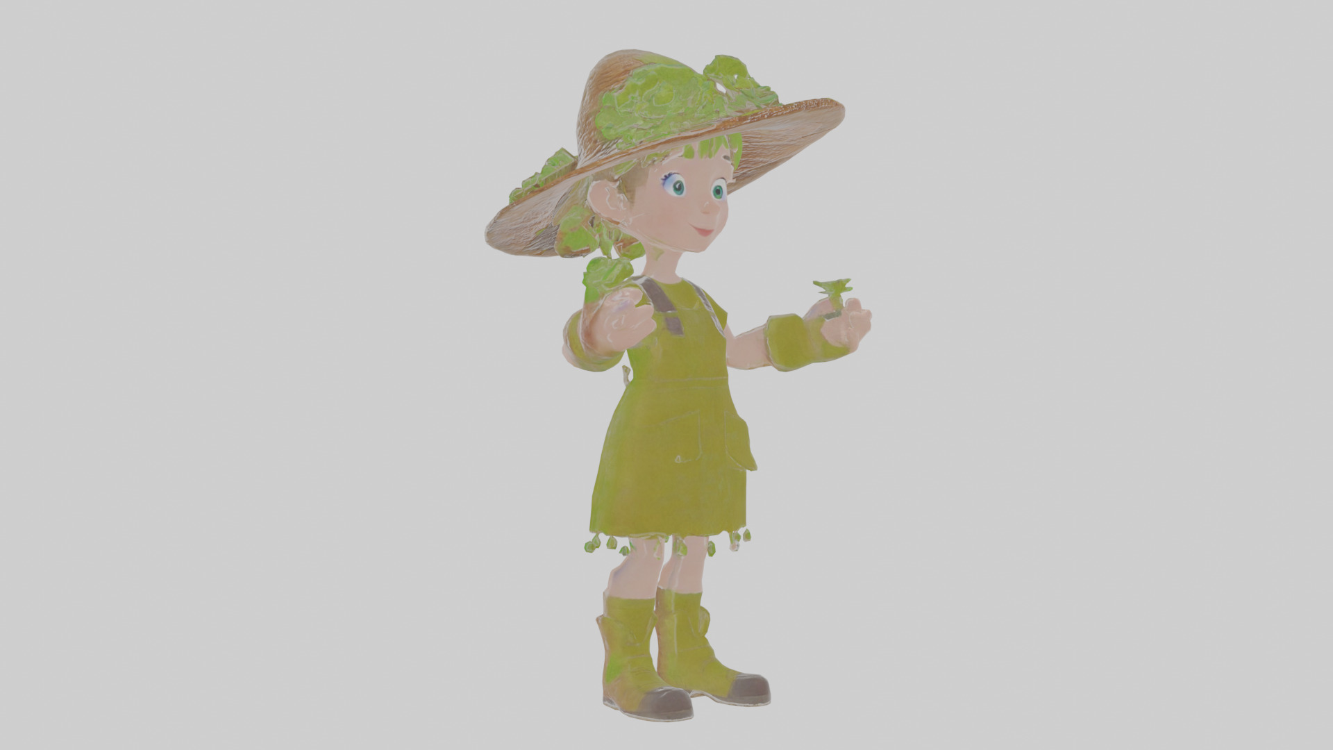 Cartoon Henrietta the Harvester of Hexing Herbs Model Low-poly 3D model_13
