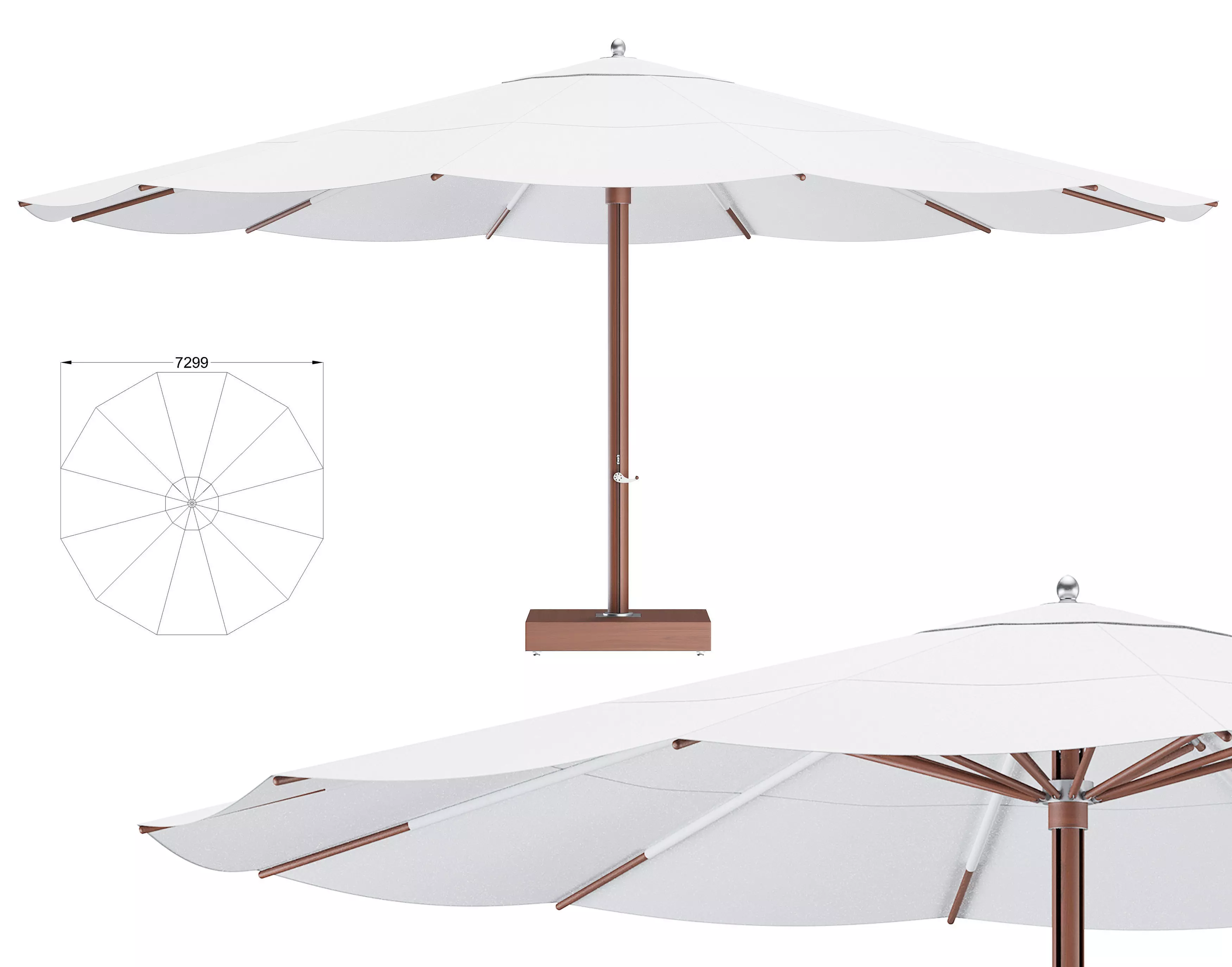 Ocean Master Classic Round Parasol 3D model_0