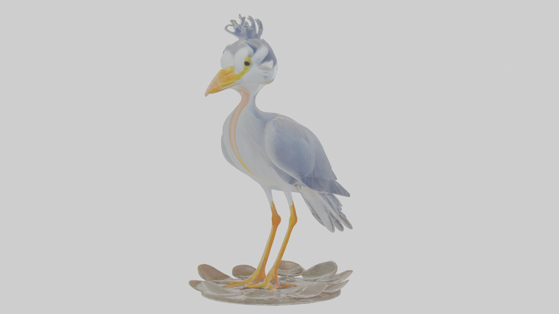 Cartoon Heron Low-poly 3D model_11