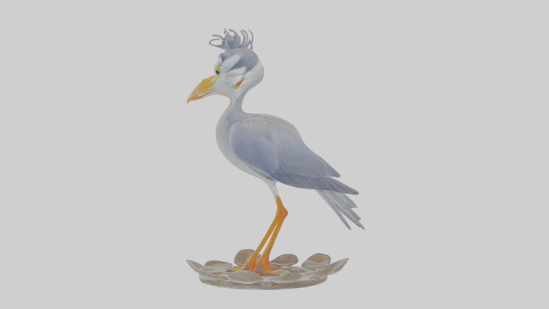 Cartoon Heron Low-poly 3D model_18