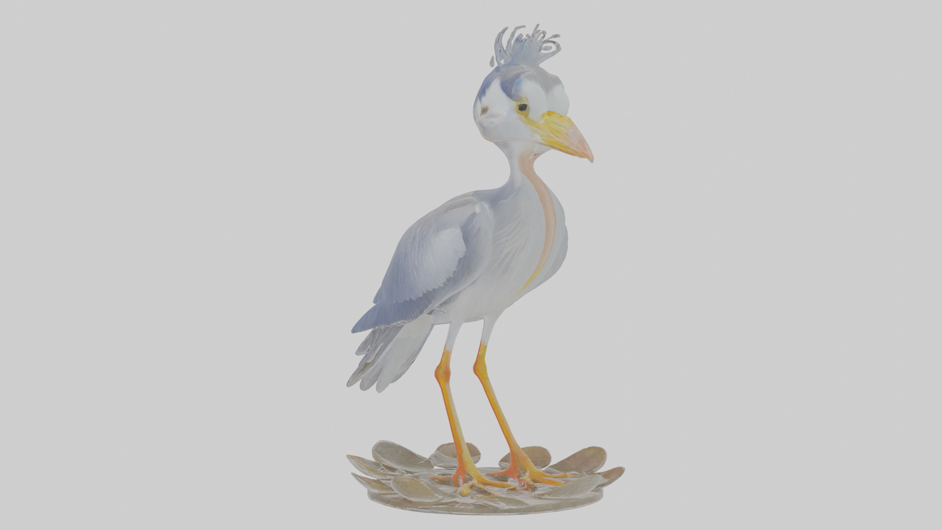 Cartoon Heron Low-poly 3D model_10
