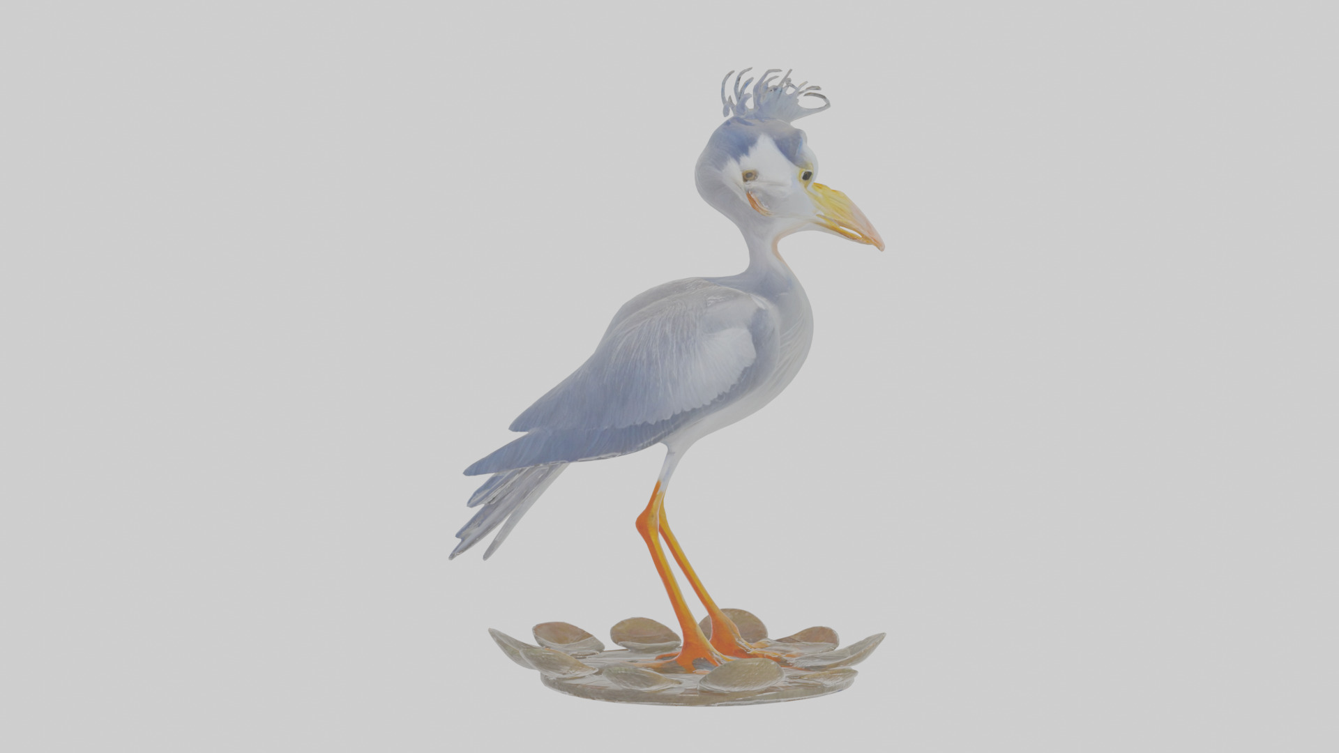 Cartoon Heron Low-poly 3D model_19