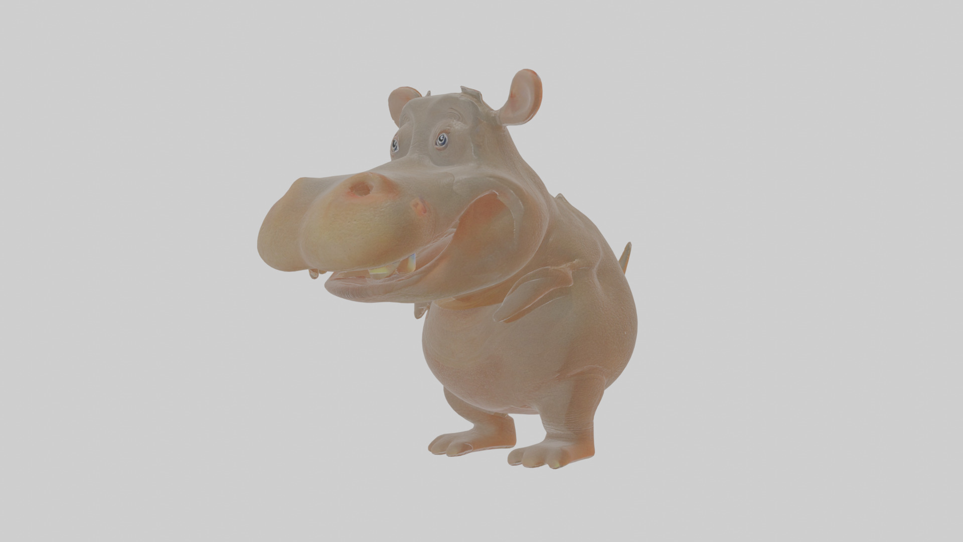 Cartoon Hippopotamus Low-poly 3D model_17