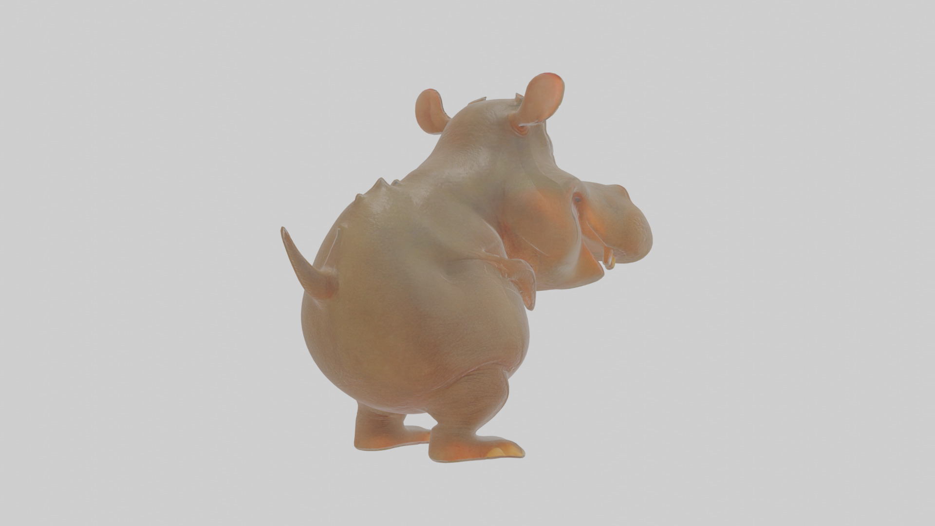 Cartoon Hippopotamus Low-poly 3D model_4