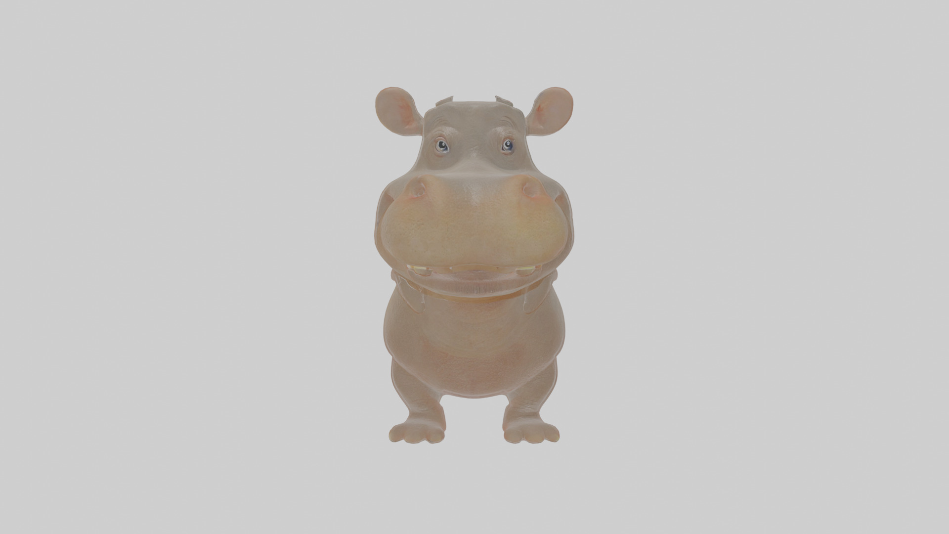 Cartoon Hippopotamus Low-poly 3D model_16