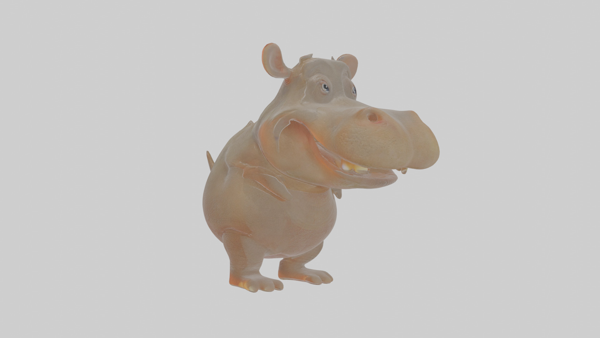 Cartoon Hippopotamus Low-poly 3D model_19