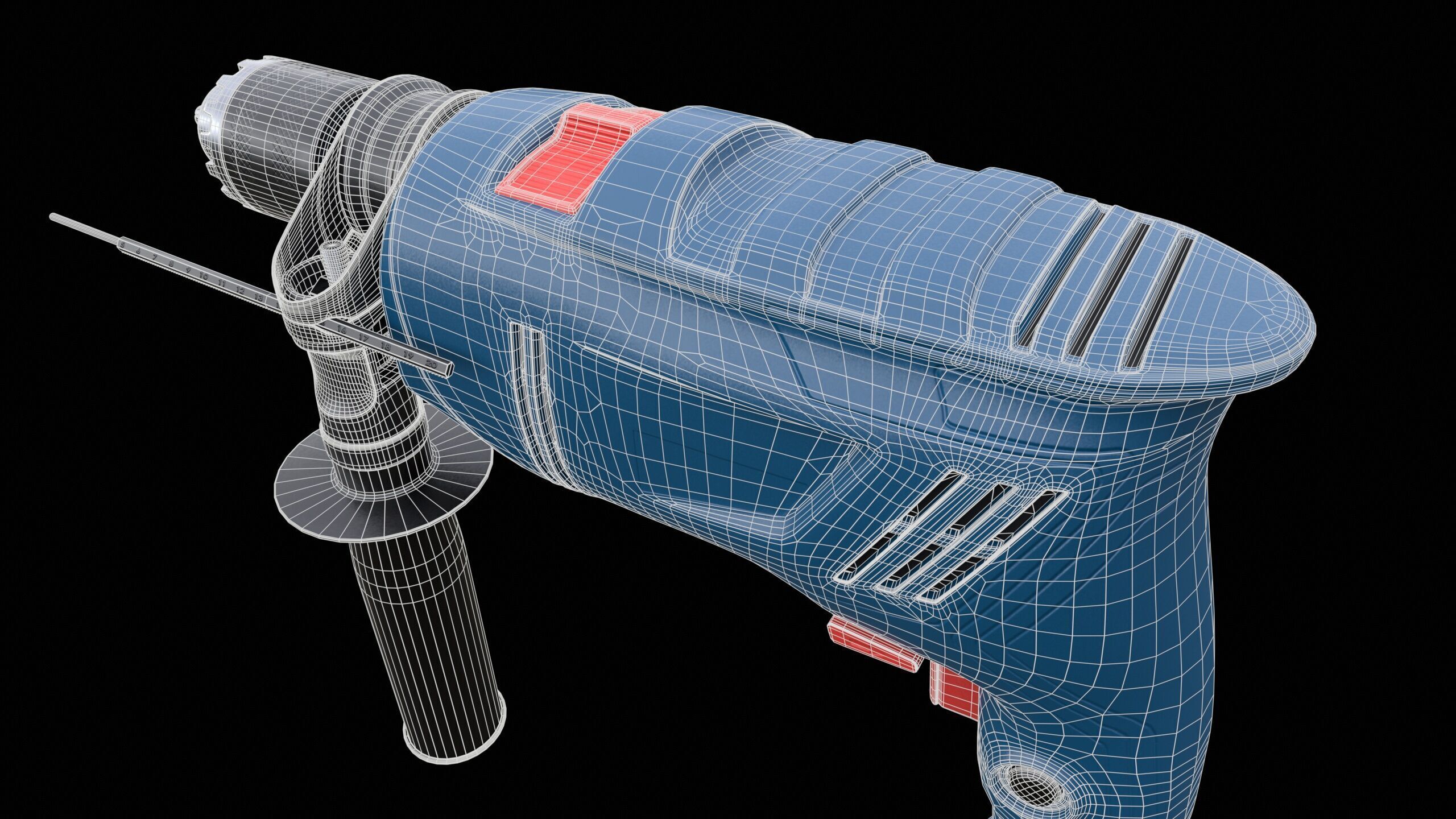 Impact Drill Machine PBR Low-poly 3D model_14
