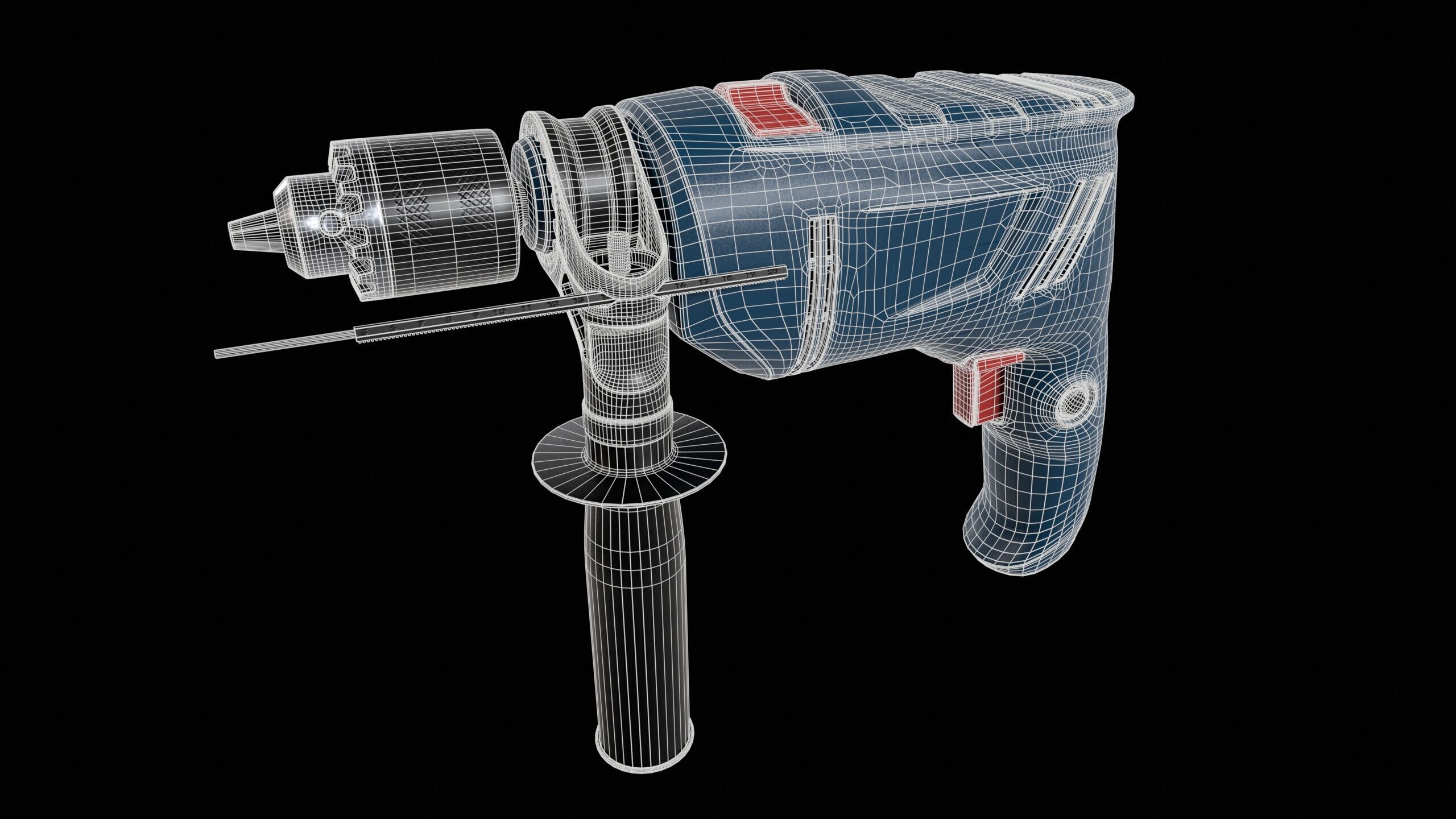 Impact Drill Machine PBR Low-poly 3D model_10