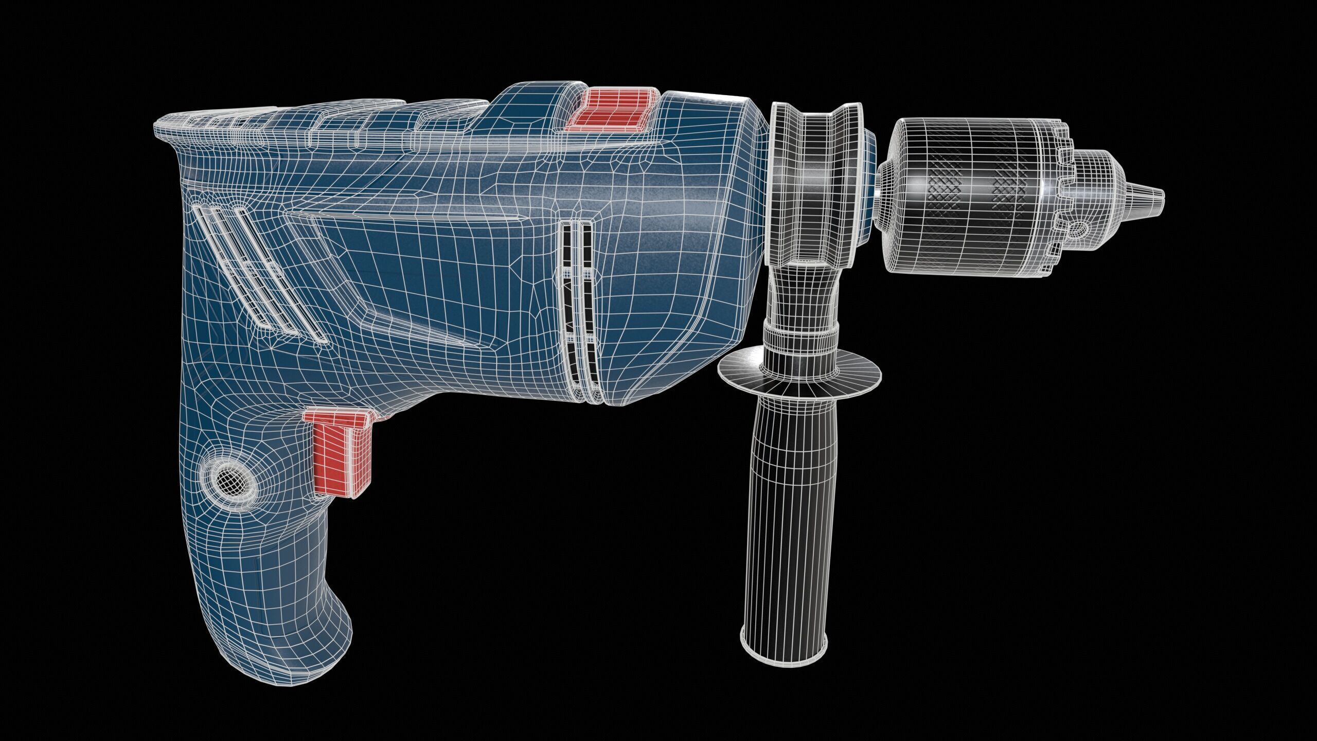 Impact Drill Machine PBR Low-poly 3D model_9