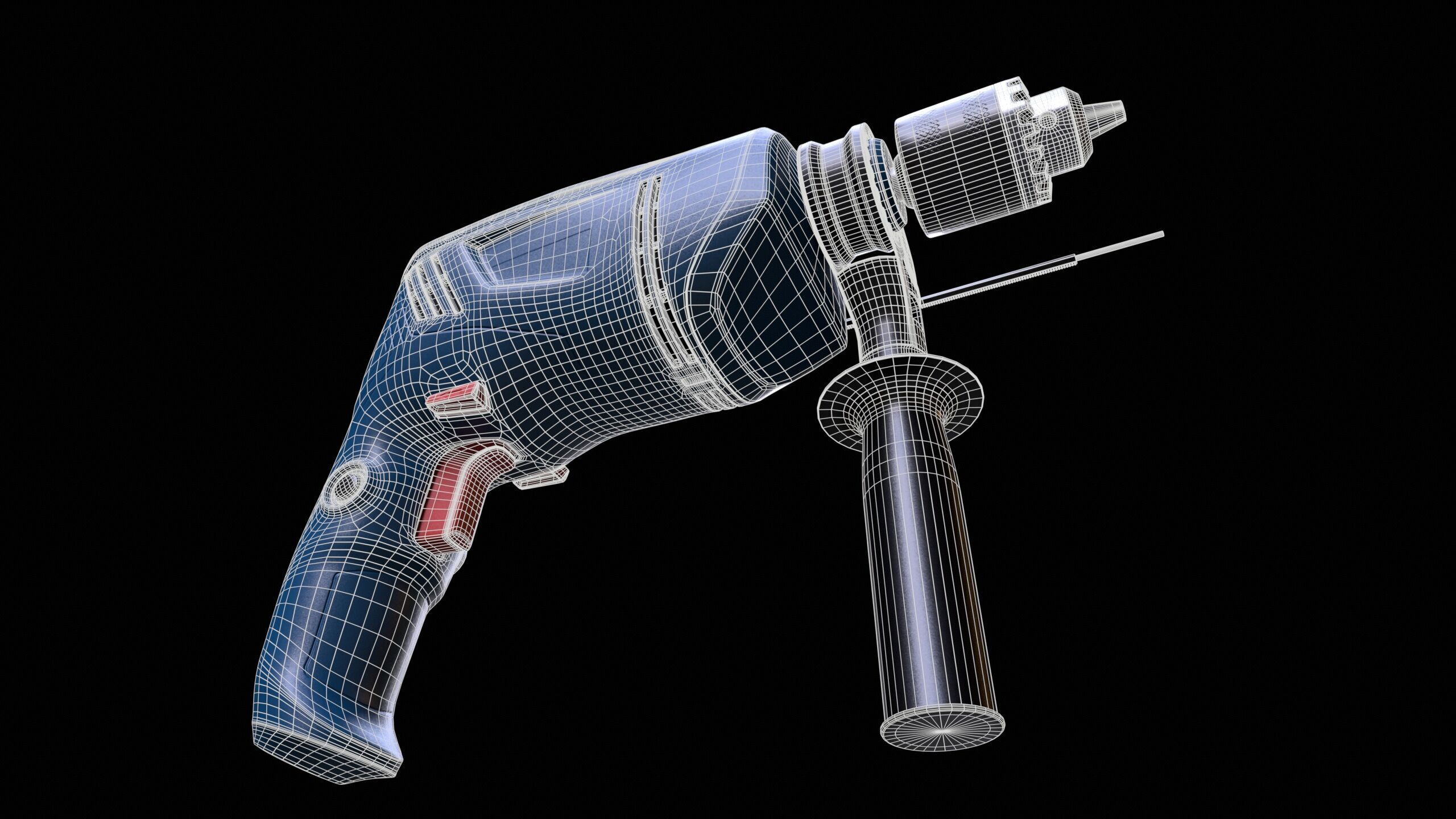 Impact Drill Machine PBR Low-poly 3D model_12