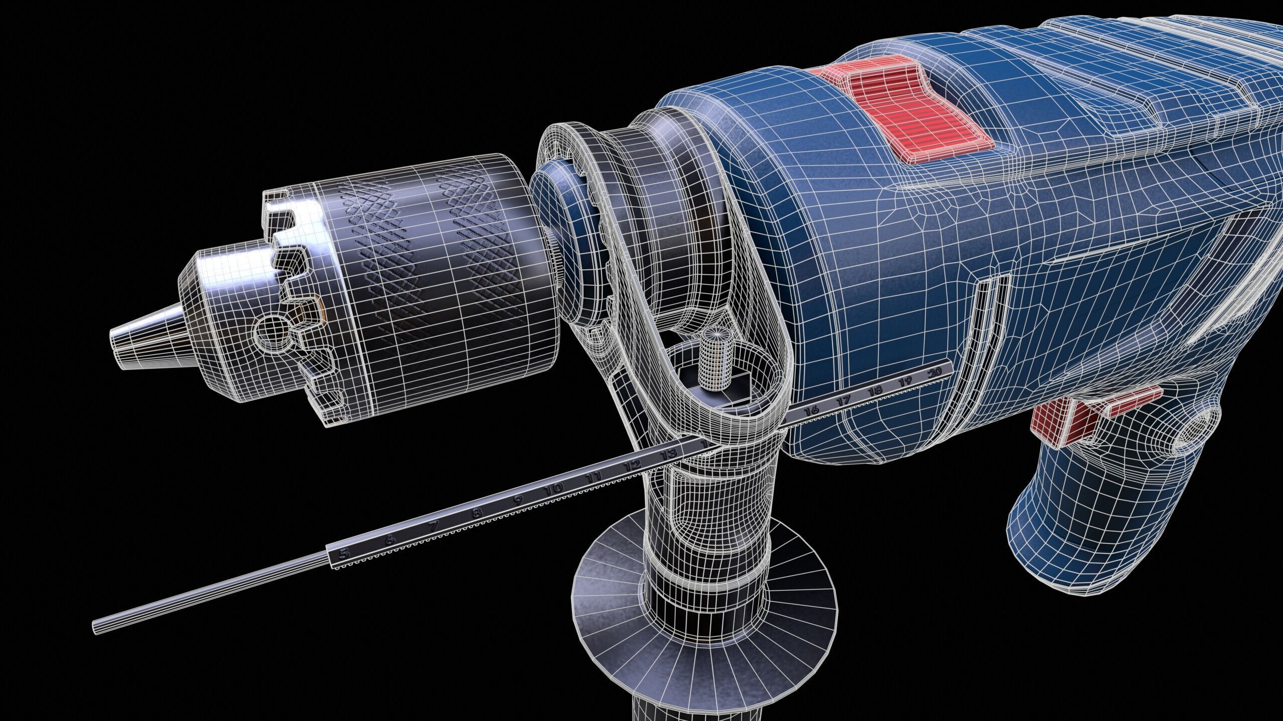 Impact Drill Machine PBR Low-poly 3D model_13