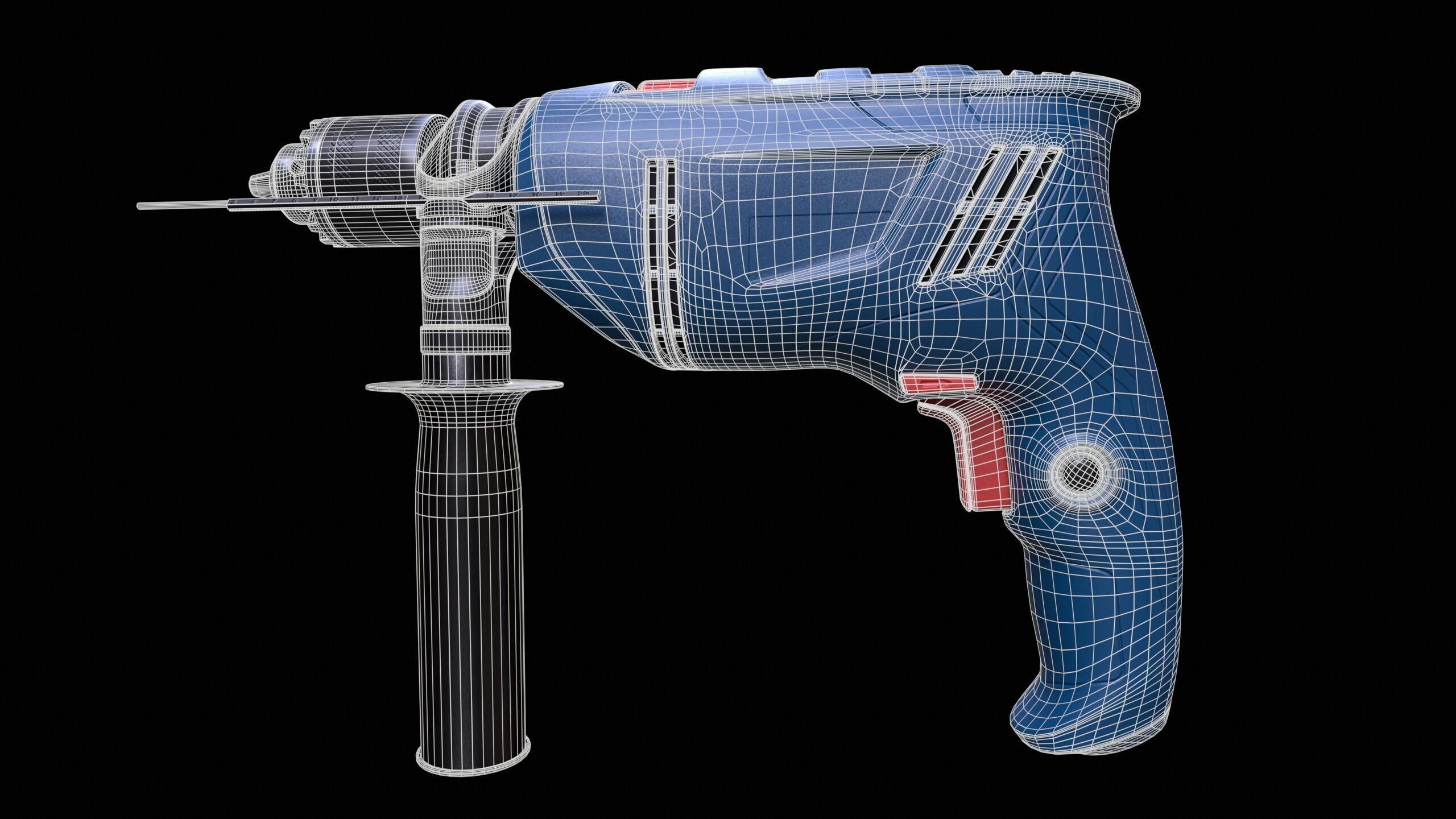 Impact Drill Machine PBR Low-poly 3D model_11