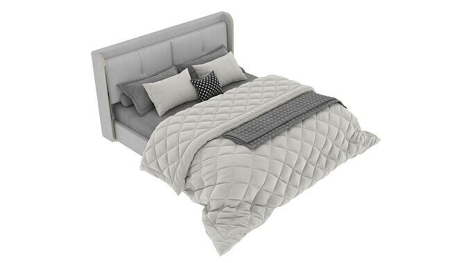 White Wingback Bed 3D model