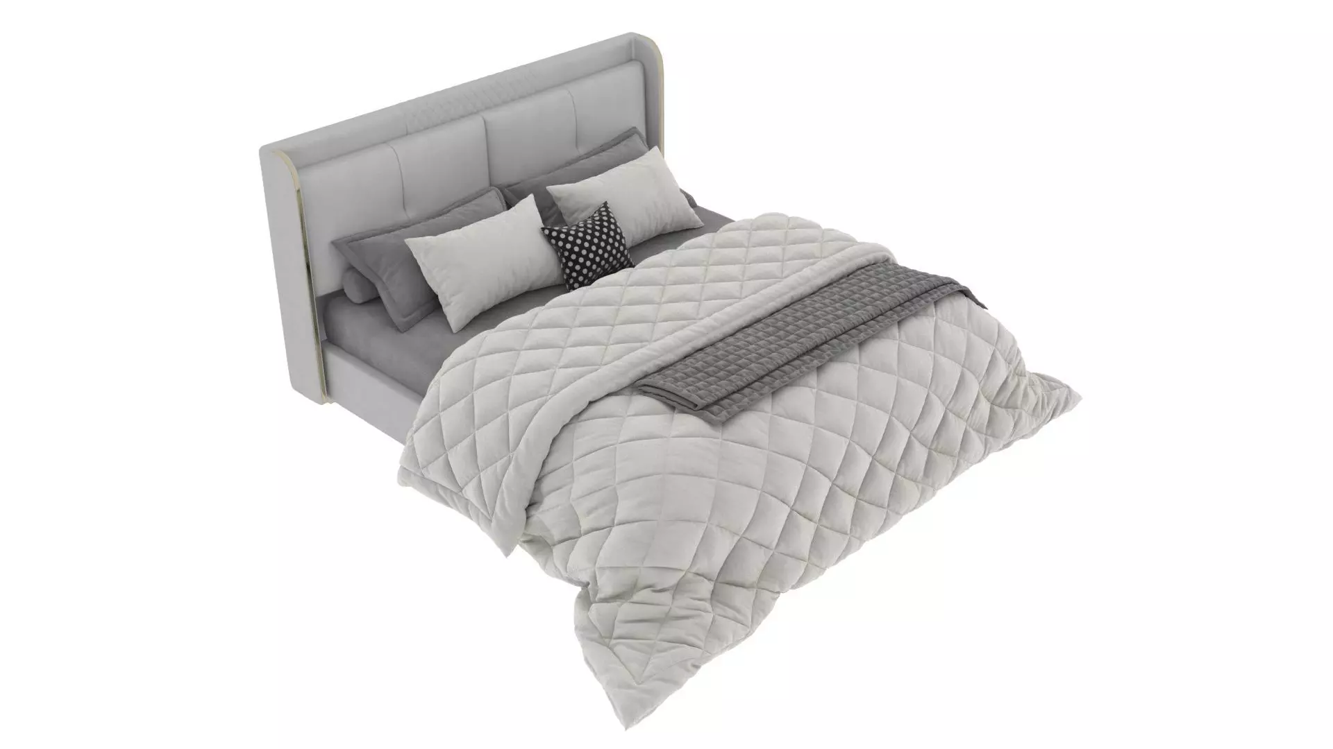 White Wingback Bed 3D model