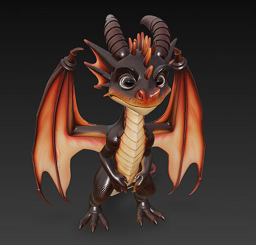 Dragon Character Realistic 3D Model Basic - Low Poly Realistic Low-poly 3D model