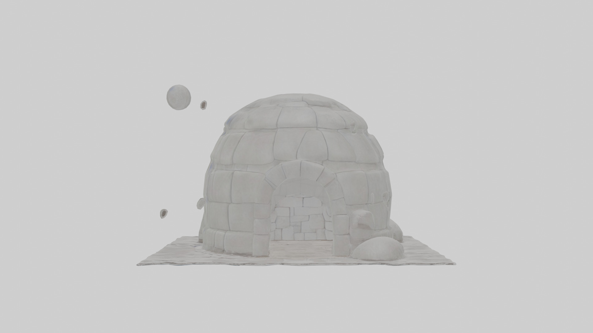 Cartoon Igloo Low-poly 3D model_16