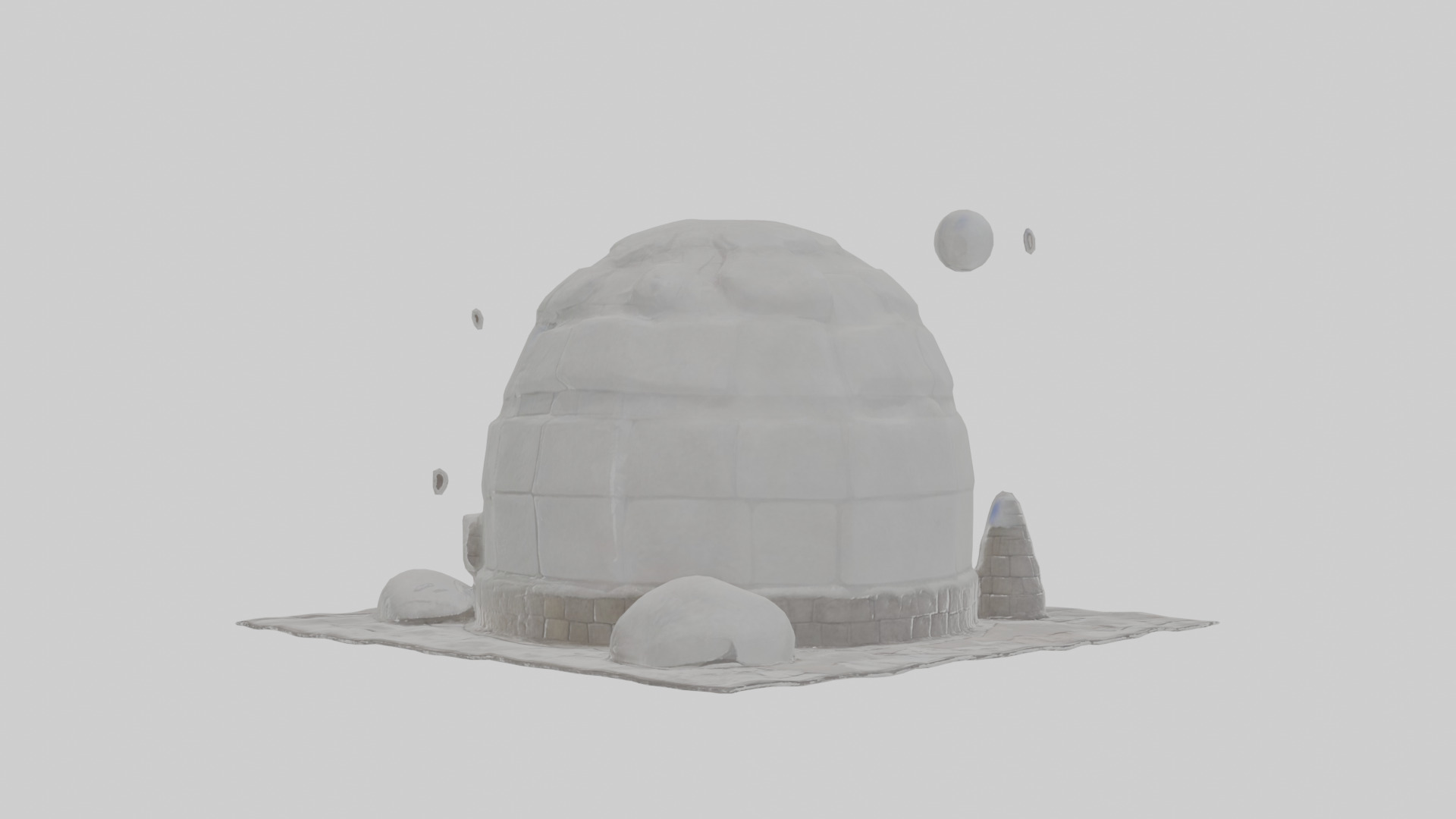 Cartoon Igloo Low-poly 3D model_2