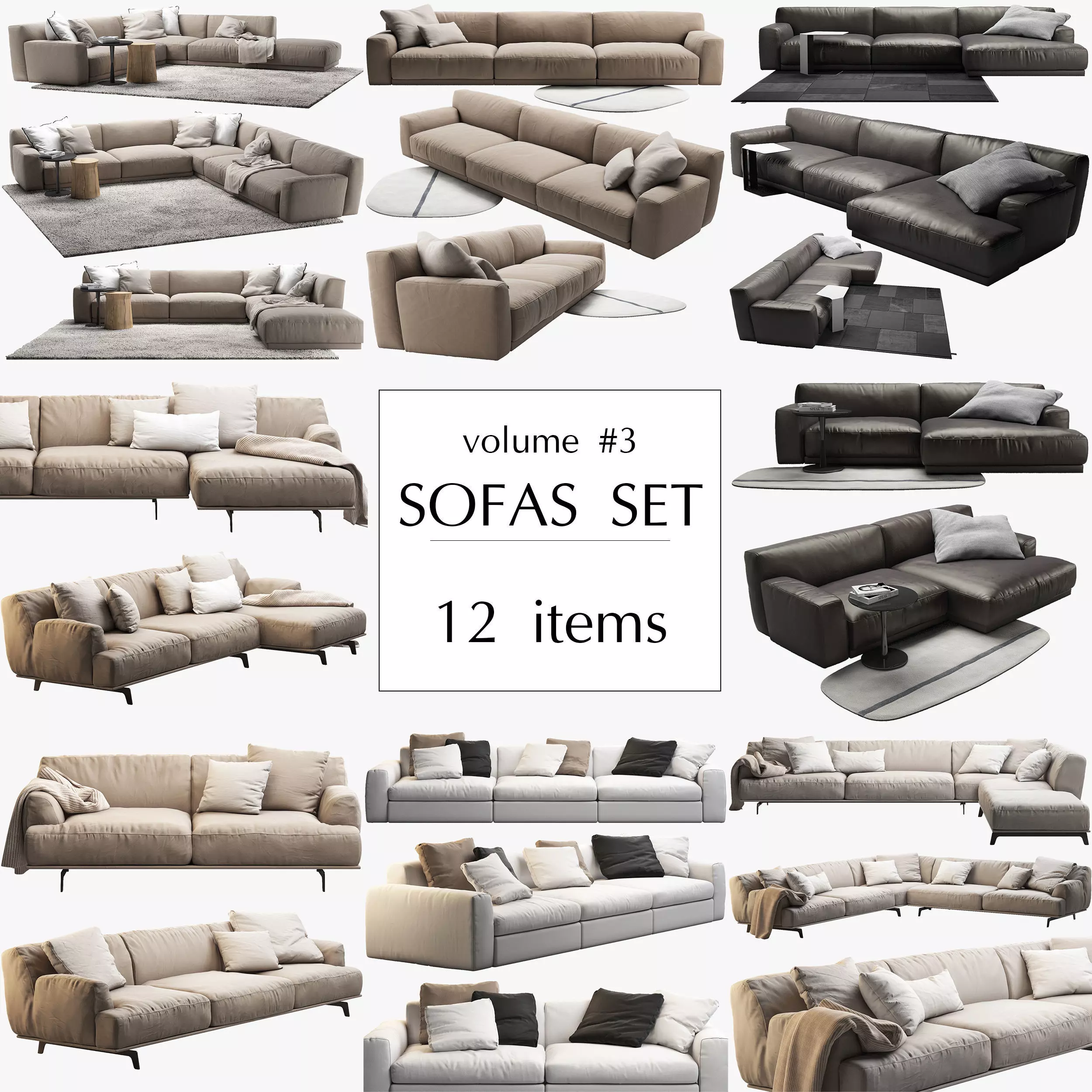 Poliform 12 sofa set 3D Model Collection_0