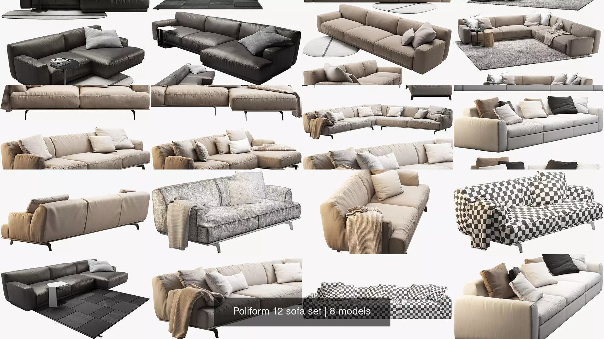 Poliform 12 sofa set 3D Model Collection_1