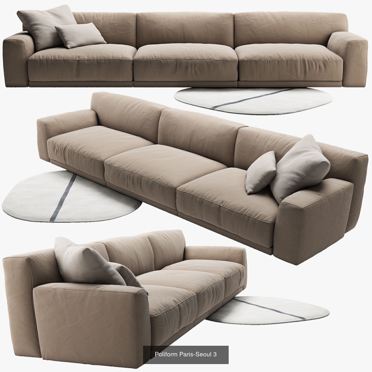 Poliform 12 sofa set 3D Model Collection_6