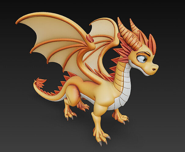 Dragon Yellow Realistic 3D Model Basic - Low Poly Realistic Low-poly 3D model