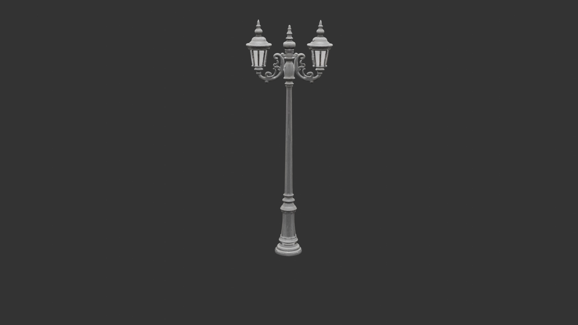 Ornate Iron Street Lamp Low-poly 3D model_1